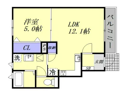 メゾン吉川(1LDK/1階)の間取り写真