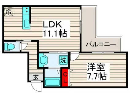 ルピア オウギ(1LDK/1階)の間取り写真