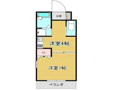 サニーヒルズ西船橋(1K/2階)の間取り写真