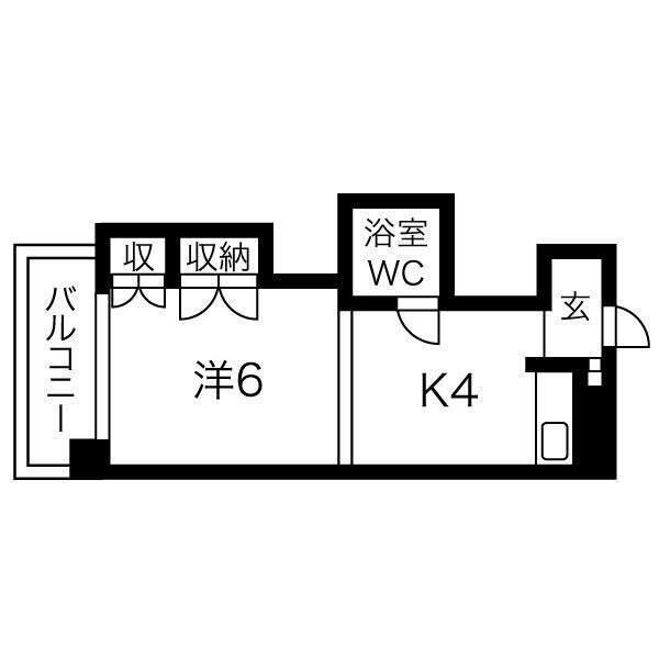 エルムハイデンス(1DK/3階)の間取り写真
