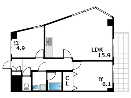 ステラ田中町(2LDK/6階)の間取り写真