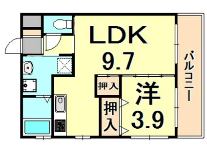 サニーパサージュ(1LDK/3階)の間取り写真