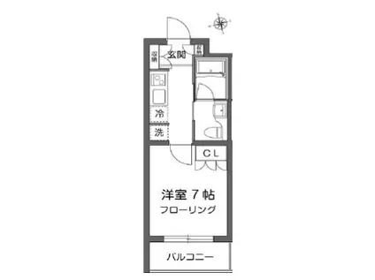 ガーデン用賀(1K/1階)の間取り写真