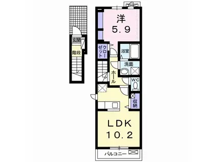 ベッセルメゾン(ワンルーム/2階)の間取り写真