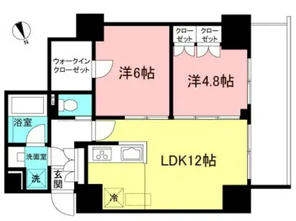 IIHA武蔵野(2LDK/11階)の間取り写真