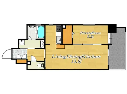 GWK中広(1LDK/2階)の間取り写真