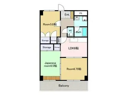 コーポクレサンテーム(3DK/3階)の間取り写真