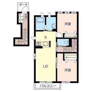 エトワール学文殿(2LDK/2階)の間取り写真