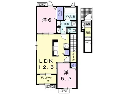 ヴェリーザ ビライズIII(2LDK/2階)の間取り写真