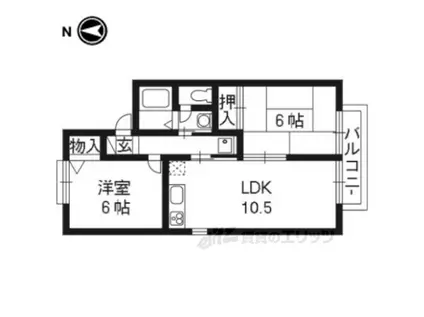 セジュマリール桂A棟(2LDK/2階)の間取り写真