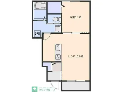 ハイツシェーンⅤ(1LDK/1階)の間取り写真