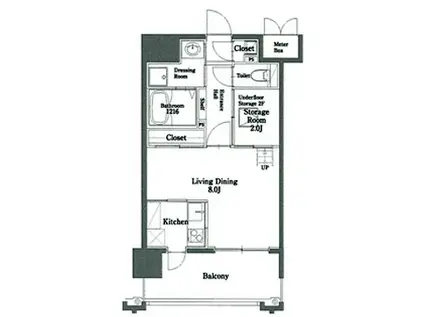 リアンシエルブルー東比恵2(1SK/11階)の間取り写真