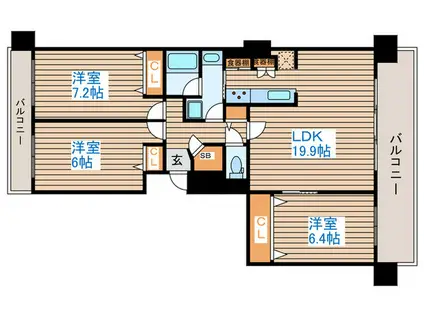 D・グラフォート東札幌Vガーデン(3LDK/7階)の間取り写真