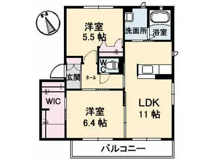 グレイスフル橘(2LDK/2階)の間取り写真