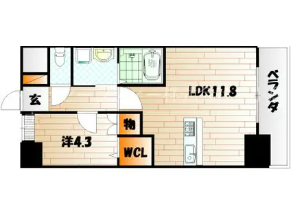 アドヴァンスコート中井(1LDK/10階)の間取り写真