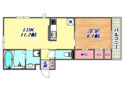 モアレ森南(1LDK/3階)の間取り写真
