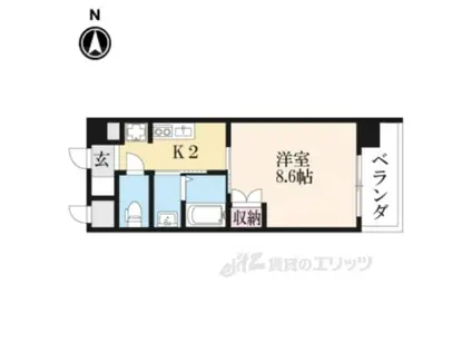 ラグゼナ梅小路京都西(1K/4階)の間取り写真