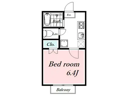 パルク・ステューディオA(1K/2階)の間取り写真