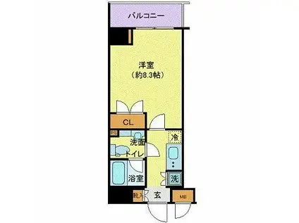 ヴェルト平井(1K/9階)の間取り写真