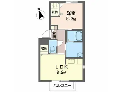 桜田東シャーメゾンA(1LDK/2階)の間取り写真