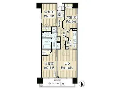 AQUACITY芝浦 アクアシティ芝浦(3LDK/11階)の間取り写真