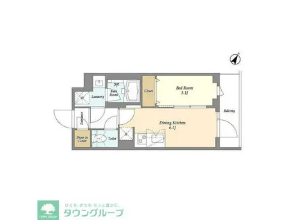 ドゥーエ曳舟II(1DK/2階)の間取り写真