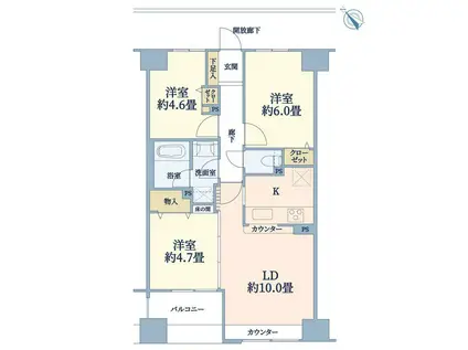 グランアルベーラ横濱関内(3LDK/7階)の間取り写真