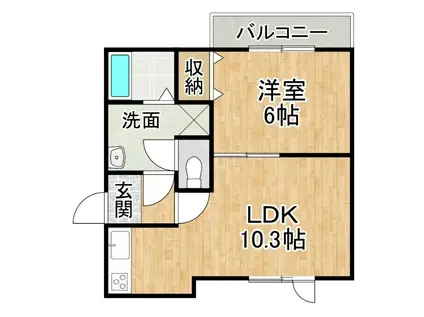 クローバーハイツII(1LDK/1階)の間取り写真