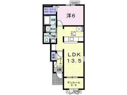 アンダンテ いわせ野II(1LDK/1階)の間取り写真