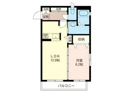 カノン馬事公苑(1LDK/1階)の間取り写真