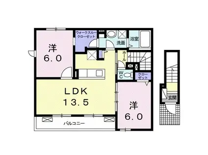 アプリコットヴィレッジ(2LDK/2階)の間取り写真