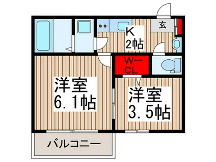 BESTSTAGEふじみ野市駒西(2K/1階)の間取り写真