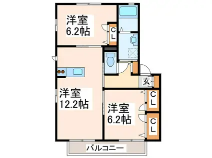 メゾンスリーゼII・III(2LDK/1階)の間取り写真