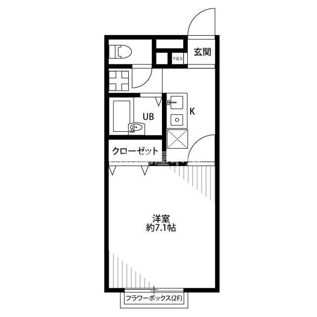 アムール桜ヒルズ(1K/1階)の間取り写真