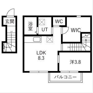 SOLEADO(1DK/2階)の間取り写真
