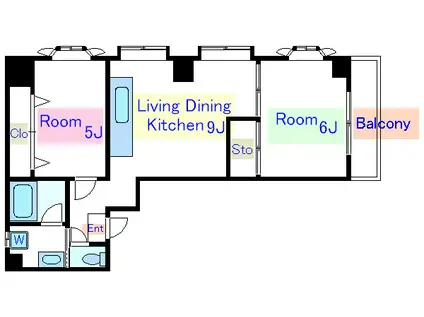 橋山ビル(2LDK/3階)の間取り写真