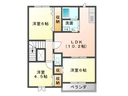 サンフィールドA・B(3LDK/2階)の間取り写真