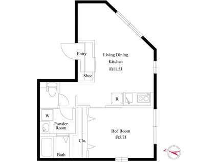 アラート銀座イースト(1LDK/2階)の間取り写真