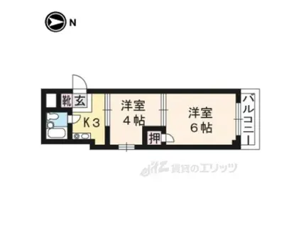 一条グランハイツ(2K/2階)の間取り写真