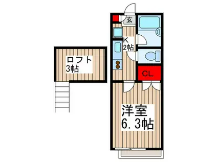 アクアシティ南浦和(1K/1階)の間取り写真