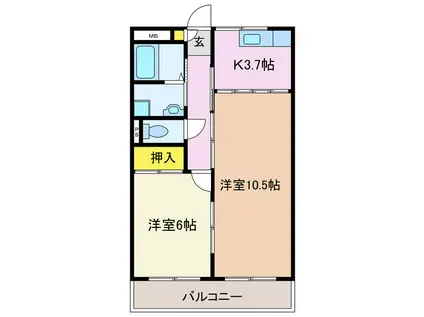 ミドルヴィレッジ(2DK/1階)の間取り写真