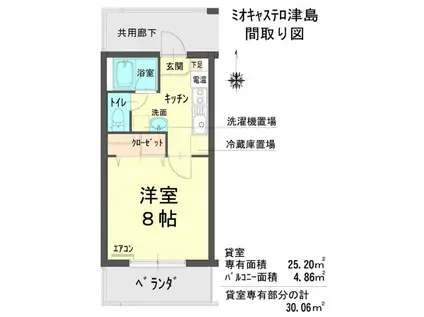 ミオキャステロ津島(1K/1階)の間取り写真