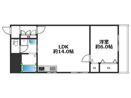 ハイツニュータカトリ(1LDK/2階)の間取り写真