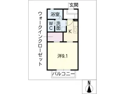 EXCEL SIOR B棟(1K/2階)の間取り写真