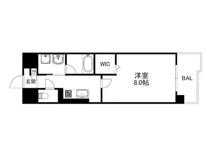 イーストERN WELLS(1K/8階)の間取り写真