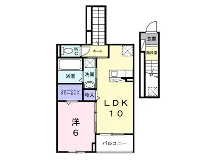 ヴェルプロムナード(1LDK/2階)の間取り写真