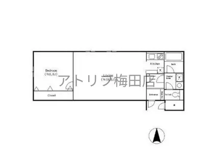 堂島レジデンス(1LDK/11階)の間取り写真