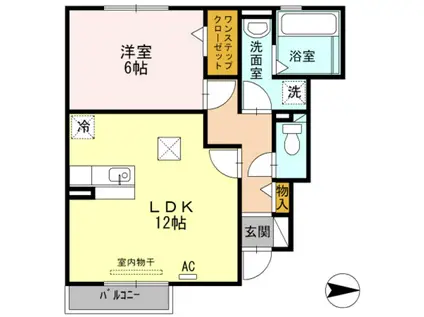 アヴァンセ城山(1LDK/1階)の間取り写真
