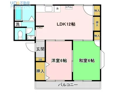 モーツァルト南笹原(2LDK/2階)の間取り写真