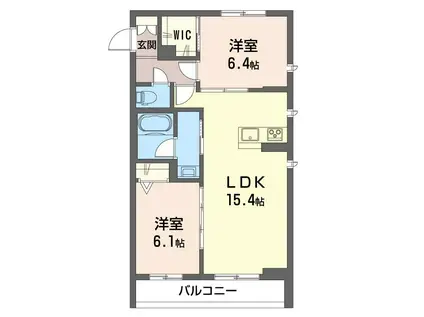 クレ・ドゥ・ボヌール(2LDK/1階)の間取り写真